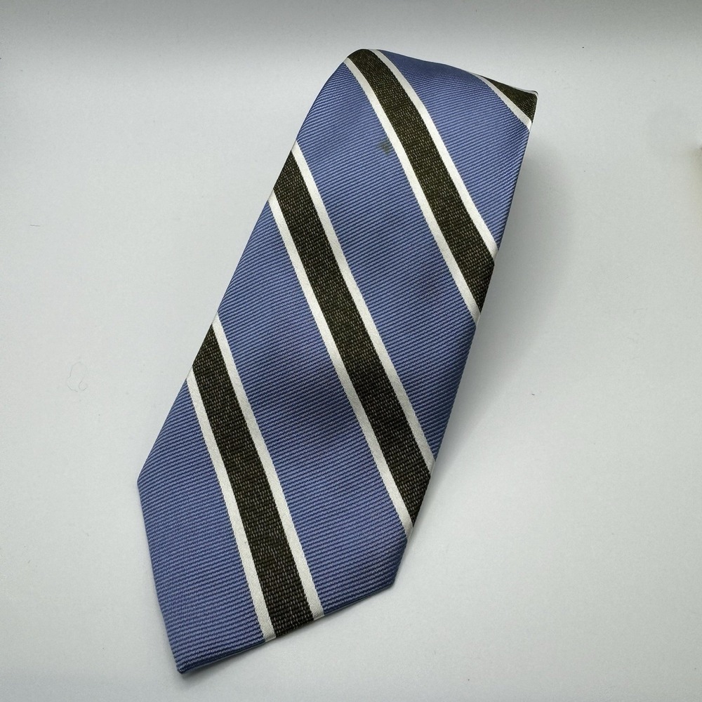 Paul Stuart Men's Blue Grey White Striped Neck Tie Classic‎ *READ*